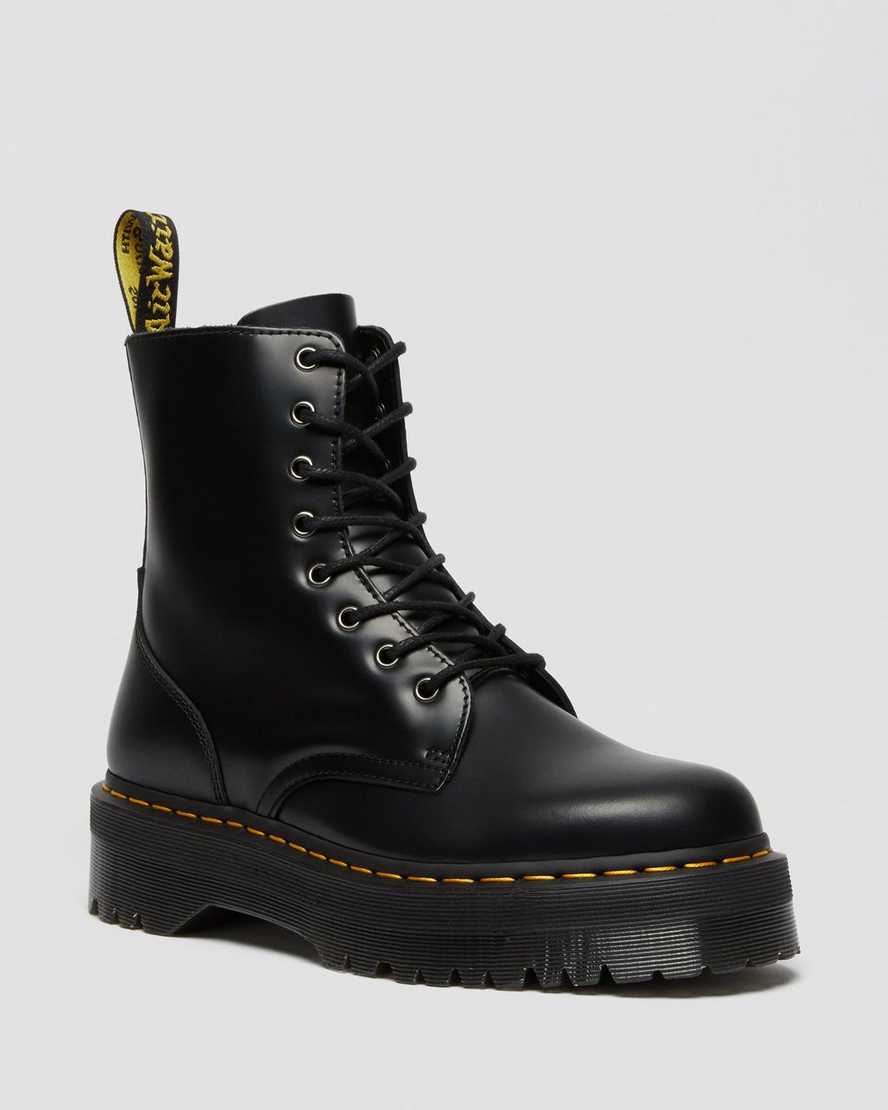 Dr. Martens Jadon Smooth Lær Platform Støvler Dame Svart [9635WKQBR]